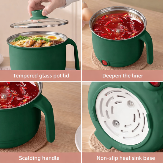 1.5L Electric Multipurpose Cooking Pot with Lid (Green)